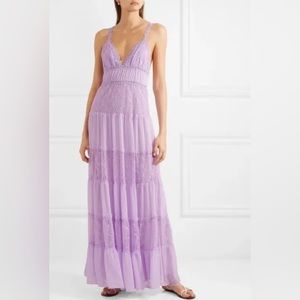 NWT Alice + Olivia Amena Lace Crepon Maxi Dress Orchid Lilac Sz 8 / Medium $895